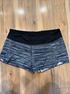 lululemon athletica Black & Heathered Gray Striped Running Shorts